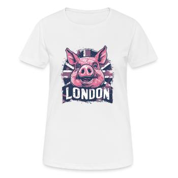 Britische Flagge London Schwein - Frauen T-Shirt atmungsaktiv - Weiß - Vorne - AI Model Female 172 dark (172cm)