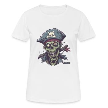 Der untote Zombie Pirat - Frauen T-Shirt atmungsaktiv - Weiß - Vorne - AI Model Female 172 dark (172cm)
