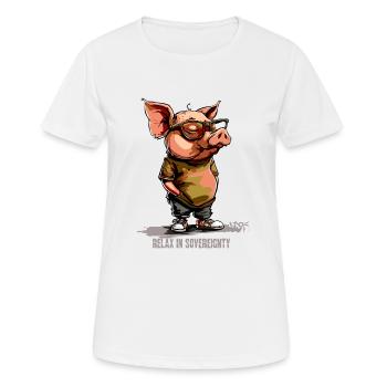 Entspanntes Souveränes Schwein - Frauen T-Shirt atmungsaktiv - Weiß - Vorne - AI Model Female 172 dark (172cm)