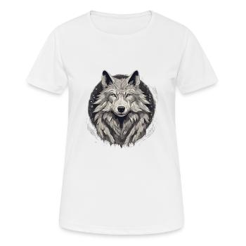 Mystischer Wolfskopf - Frauen T-Shirt atmungsaktiv - Weiß - Vorne - AI Model Female 172 dark (172cm)
