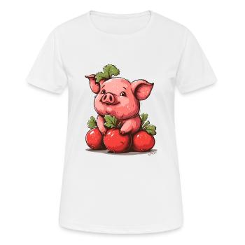 Mignon petit cochon de légumes radis - T-shirt respirant Femme - blanc - Devant - AI Model Female 172 dark (172cm)