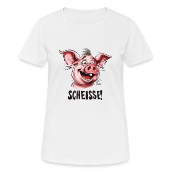 Merde, un petit cochon - T-shirt respirant Femme - blanc - Devant - AI Model Female 172 dark (172cm)