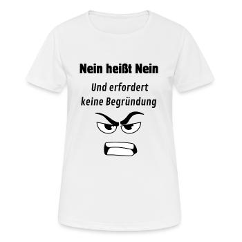 Nein heißt Nein!! - Frauen T-Shirt atmungsaktiv - Weiß - Vorne - AI Model Female 172 dark (172cm)
