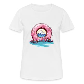 Japan Sakura Blüten am Berg Fuji Donut - Frauen T-Shirt atmungsaktiv - Weiß - Vorne - AI Model Female 172 dark (172cm)