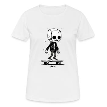 Modischer Skelett Schädel: Skateboard Skateboarder - Frauen T-Shirt atmungsaktiv - Weiß - Vorne - AI Model Female 172 dark (172cm)