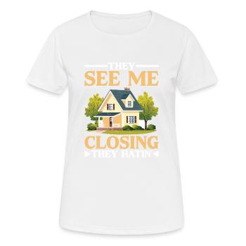 They See Me Closing, They Hatin' 4 - Frauen T-Shirt atmungsaktiv - Weiß - Vorne - AI Model Female 172 dark (172cm)
