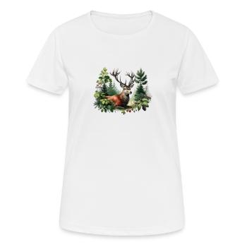 Red Deer I Hunting Motif - Women's Breathable T-Shirt - white - Front - AI Model Female 172 dark (172cm)