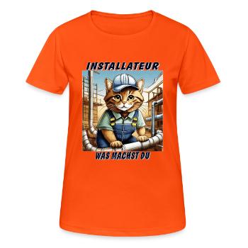 INSTALLATEUR DE CHAT - T-shirt respirant Femme - orange néon - Devant - AI Model Female 172 dark (172cm)