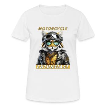 KATZE LEDERJACKE MOTORCYCLE ENTHUSIAST - Frauen T-Shirt atmungsaktiv - Weiß - Vorne - AI Model Female 172 dark (172cm)