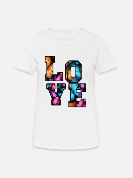 Schmetterlinge im Liebesrausch Bunt und Süß - Frauen T-Shirt atmungsaktiv - Weiß