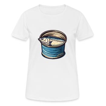 Ein Fisch in der Dose - Frauen T-Shirt atmungsaktiv - Weiß - Vorne - AI Model Female 172 dark (172cm)
