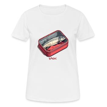 Eine Forelle in der Dose - Frauen T-Shirt atmungsaktiv - Weiß - Vorne - AI Model Female 172 dark (172cm)