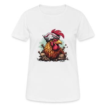Der Schädel regiert: Misthaufen-Hahn-Pirat - Frauen T-Shirt atmungsaktiv - Weiß - Vorne - AI Model Female 172 dark (172cm)