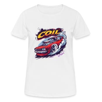 Rouge Muscle Car Turbo Cartoon Racer - T-shirt respirant Femme - blanc - Devant - AI Model Female 172 dark (172cm)
