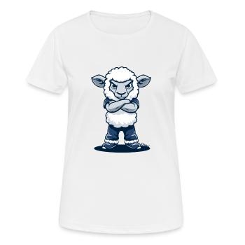 Le drôle de mouton provocateur en pantalon bleu - T-shirt respirant Femme - blanc - Devant - AI Model Female 172 dark (172cm)