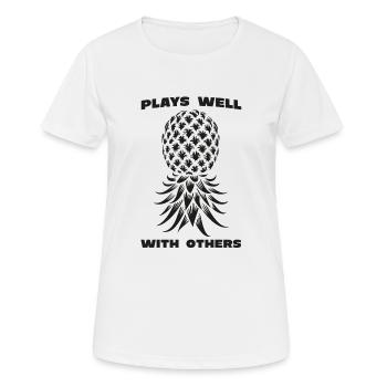 Lustiger Swinger Auf dem Kopf Stehende Ananas Sexuell - Frauen T-Shirt atmungsaktiv - Weiß - Vorne - AI Model Female 172 dark (172cm)