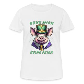 Pig NO CELEBRATION WITHOUT ME - Women's Breathable T-Shirt - white - Front - AI Model Female 172 dark (172cm)