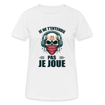 Je Ne T'entends Pas Je Joue - T-shirt respirant Femme - blanc - Devant - AI Model Female 172 dark (172cm)