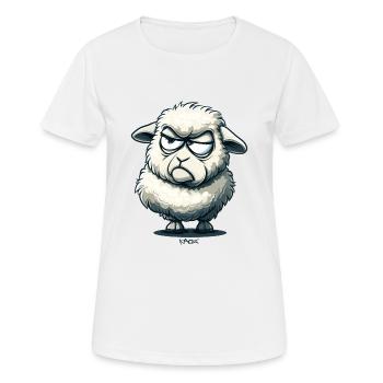 An annoyed cartoon sheep - Women's Breathable T-Shirt - white - Front - AI Model Female 172 dark (172cm)
