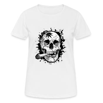 Totenkopf Joint Cannabis Symbol - Frauen T-Shirt atmungsaktiv - Weiß - Vorne - AI Model Female 172 dark (172cm)