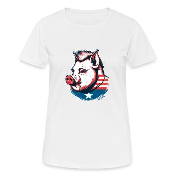Der patriotische Schwein Held - Frauen T-Shirt atmungsaktiv - Weiß - Vorne - AI Model Female 172 dark (172cm)