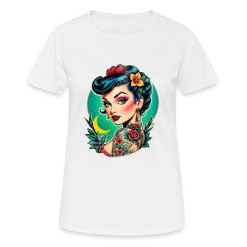 Rockabilly / Pin-up / Années 50 - T-shirt respirant Femme - blanc - Devant - AI Model Female 172 dark (172cm)