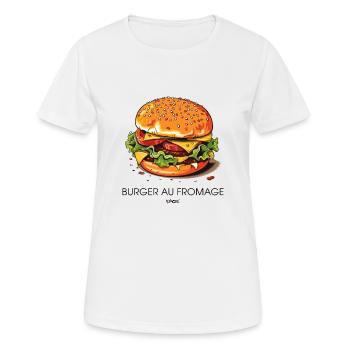 Burger au fromage avec burger au fromage français - T-shirt respirant Femme - blanc - Devant - AI Model Female 172 dark (172cm)