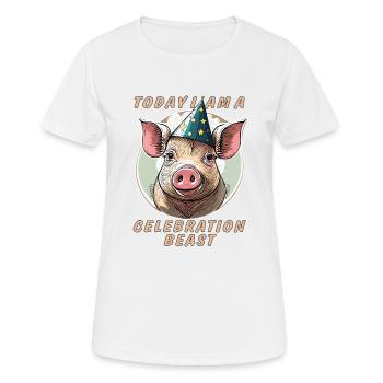PIG TODAY I AM A CELEBRATION BEAST - Women's Breathable T-Shirt - white - Front - AI Model Female 172 dark (172cm)