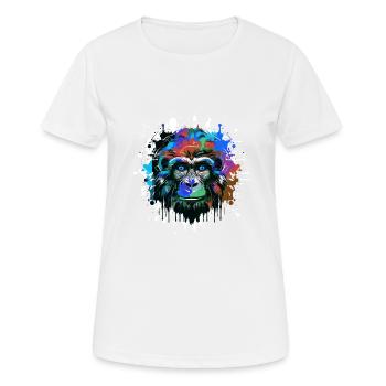 Portrait De Tête De Singe Coloré - T-shirt respirant Femme - blanc - Devant - AI Model Female 172 dark (172cm)