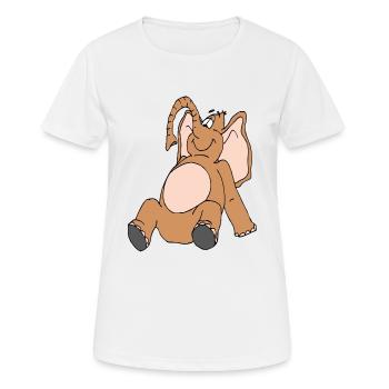 Ein lachender Elefant mit rosa Bauch. - Frauen T-Shirt atmungsaktiv - Weiß - Vorne - AI Model Female 172 dark (172cm)