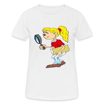 Fille à la loupe à la main - T-shirt respirant Femme - blanc - Devant - AI Model Female 172 dark (172cm)