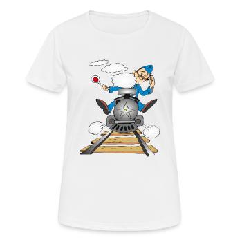 Alte Dampflokomotive - Frauen T-Shirt atmungsaktiv - Weiß - Vorne - AI Model Female 172 dark (172cm)