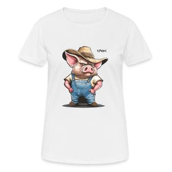 Hinterwäldler Dorf Redneck Schweinezüchter Schwein - Frauen T-Shirt atmungsaktiv - Weiß - Vorne - AI Model Female 172 dark (172cm)