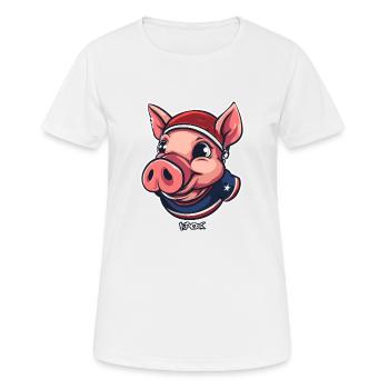 Ein patriotisches Sport Schwein - Frauen T-Shirt atmungsaktiv - Weiß - Vorne - AI Model Female 172 dark (172cm)