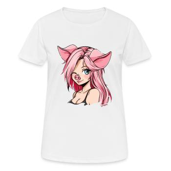 Un clin d'oeil, anime girl pigs - T-shirt respirant Femme - blanc - Devant - AI Model Female 172 dark (172cm)