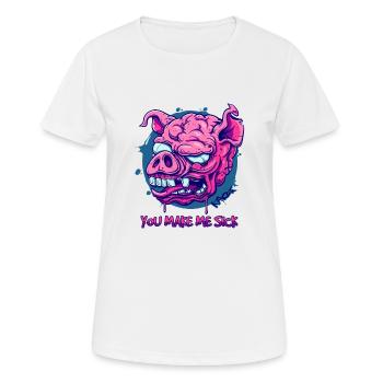 The Sick Zombie Brain Pig - Women's Breathable T-Shirt - white - Front - AI Model Female 172 dark (172cm)