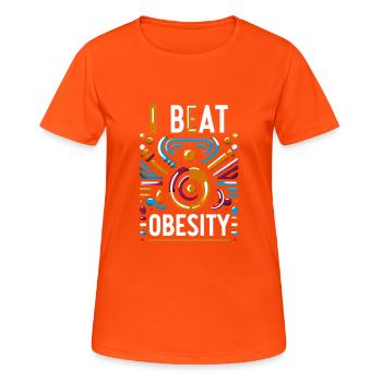 I Beat Obesity 15 - Frauen T-Shirt atmungsaktiv - Neonorange - Vorne - AI Model Female 172 dark (172cm)
