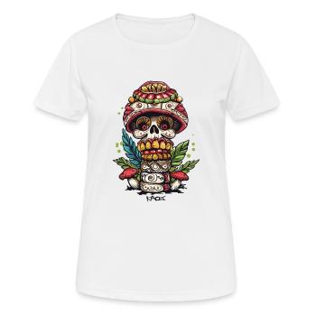 Crâne de champignon Totem de crâne - T-shirt respirant Femme - blanc - Devant - AI Model Female 172 dark (172cm)