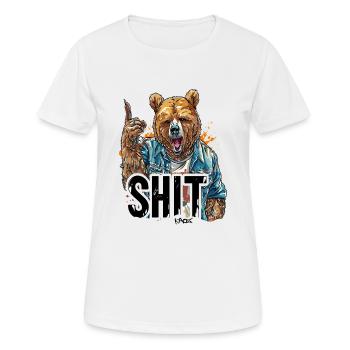 ours pointant du doigt : c’est drôle caca d’ours - T-shirt respirant Femme - blanc - Devant - AI Model Female 172 dark (172cm)