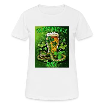 JOUR DE LA SAINT-PATRICK SERPENT BIÈRE TRÈFLE - T-shirt respirant Femme - blanc - Devant - AI Model Female 172 dark (172cm)