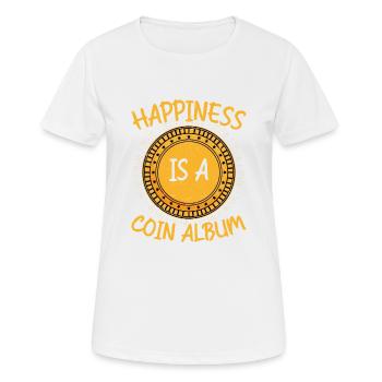 Album of Happiness: A Coin Collector's Delight - Frauen T-Shirt atmungsaktiv - Weiß - Vorne - AI Model Female 172 dark (172cm)