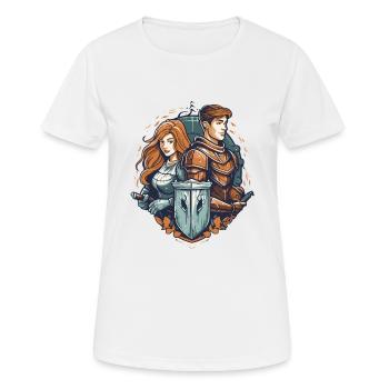 Chevalier et jeune fille dans les armes du Moyen Âge - T-shirt respirant Femme - blanc - Devant - AI Model Female 172 dark (172cm)