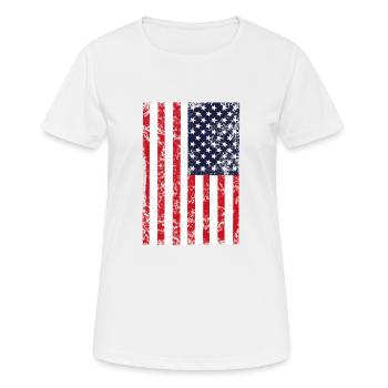Drapeau des États-Unis vertical - T-shirt respirant Femme - blanc - Devant - AI Model Female 172 dark (172cm)