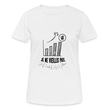 Ich altere nicht, ich steigere meinen Wert - Frauen T-Shirt atmungsaktiv - Weiß - Vorne - AI Model Female 172 dark (172cm)
