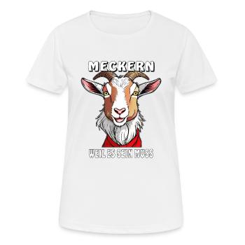 LA CHÈVRE SE PLAINT PARCE QU’IL LE FAUT - T-shirt respirant Femme - blanc - Devant - AI Model Female 172 dark (172cm)