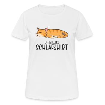 Offizielles Schlafshirt Katze Schlafanzug Kätzchen - Frauen T-Shirt atmungsaktiv - Weiß - Vorne - AI Model Female 172 dark (172cm)