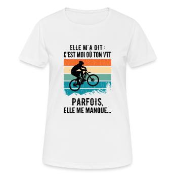 Humorvolles Mountainbike Humor Mountainbike - Frauen T-Shirt atmungsaktiv - Weiß - Vorne - AI Model Female 172 dark (172cm)