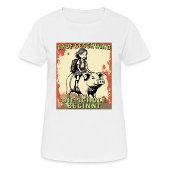 PIG GIRL SCHOOL STARTS - Women's Breathable T-Shirt - white - Front - AI Model Female 172 dark (172cm)