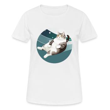 KATZE FETT - Frauen T-Shirt atmungsaktiv - Weiß - Vorne - AI Model Female 172 dark (172cm)