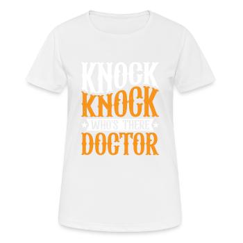 Toc Toc Toc Qui est là Docteur 26 - T-shirt respirant Femme - blanc - Devant - AI Model Female 172 dark (172cm)
